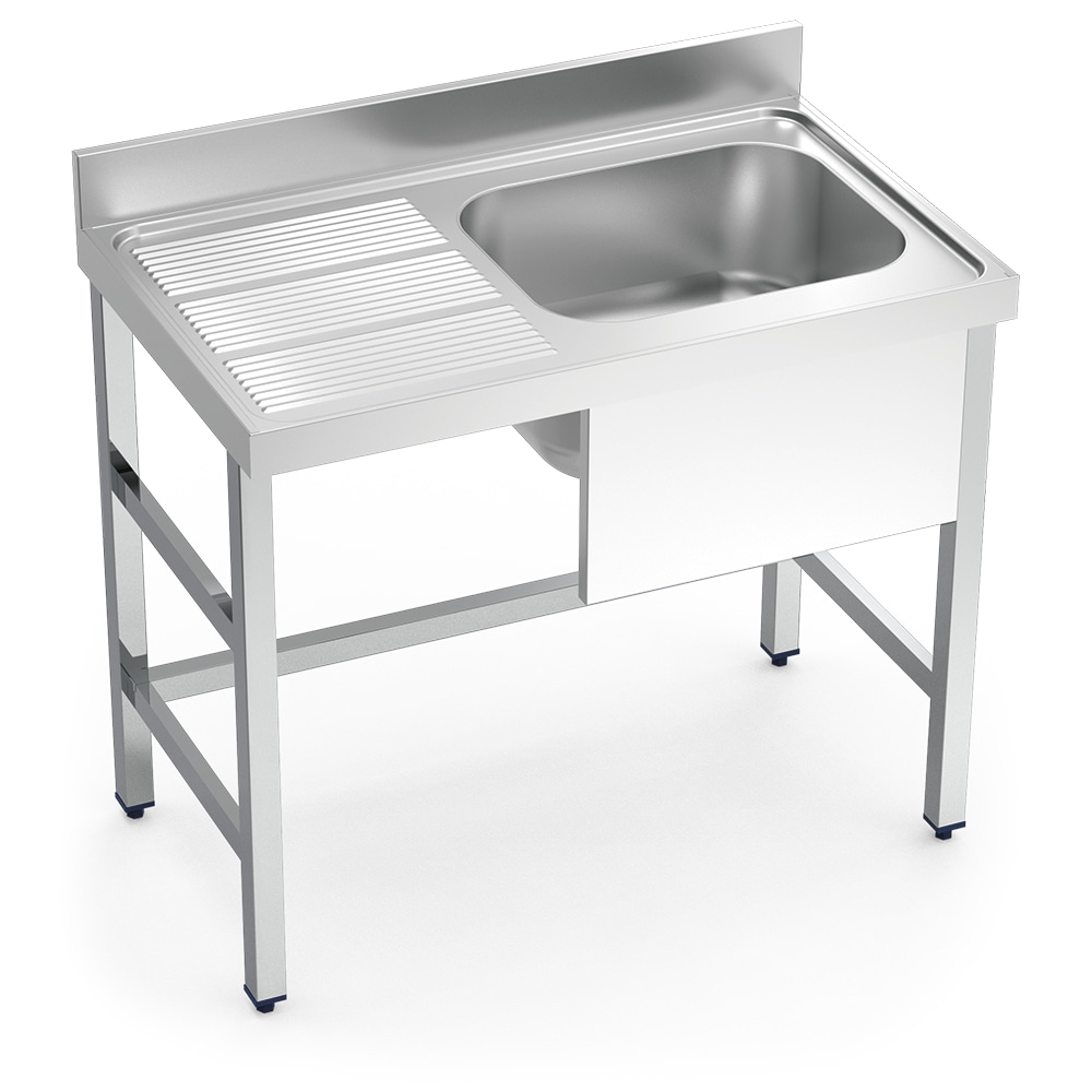 Lava-loiça com suporte para uma cuba, escorredor à esquerda 1000x600x850 mm.