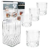 thumbnail of 5tlg Set Whilly Whiskykaraffe 720ml + 4 Tumbler 300ml Dekanter Deckel Glasschliff