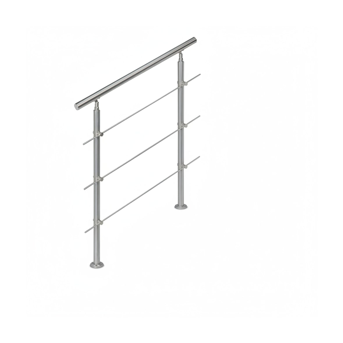 Relaxdays Treppengeländer Edelstahl Set, für Innen und Außen, Handlauf, 1,0 m lang, 2 Pfosten, 3 Querstreben, silber