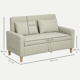 thumbnail of HOMCOM sofá de 2 plazas tapizado en lino sintético con 2 almohadas espacio de almacenamiento y patas de madera carga 240 kg 135x72x84 cm beige