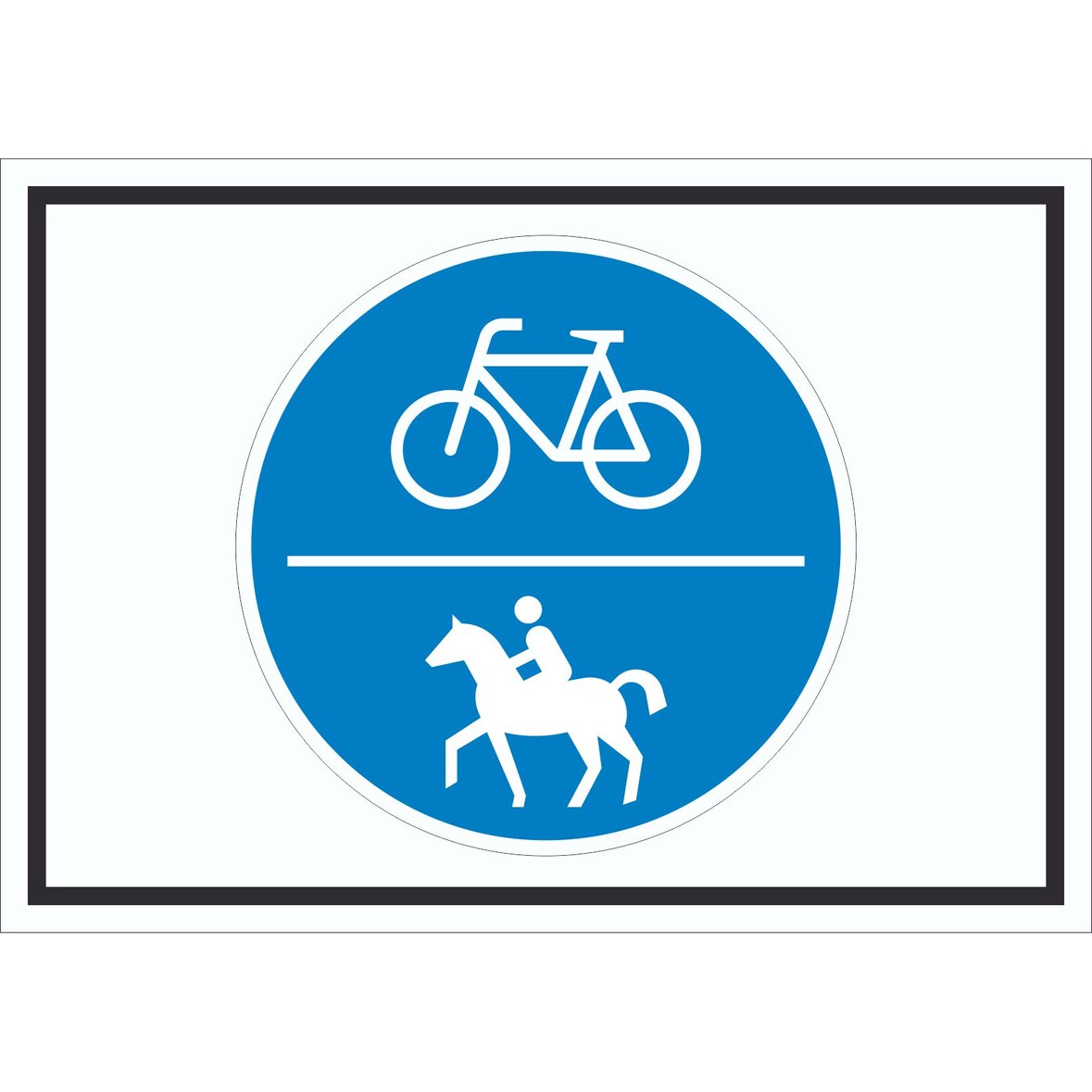 Schild Rad- und Reitweg Symbol A0 Rückseite selbstklebend