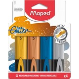 thumbnail of Etui de 4 surligneurs Fluo'Peps Glitter Métal, encres or, cuivre, bleu métal, gris métal