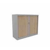 thumbnail of Vinco - Armoire Généric métallique - monobloc - basse à rideaux - h100 x l 120 aluminium/chene clair