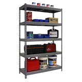 thumbnail of Estante metálica sem parafusos com tabuleiros metálicos Bricoforte 5 prateleiras. Cor CINZA/GALVA 2000x1200x600 mm