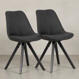 thumbnail of 2er Set Esszimmerstuhl Anthrazit mit schwarzen Beinen Stuhl Skandinavisch, Polsterstuhl mit Stoff-Bezug, Design Küchenstuhl
