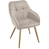thumbnail of tectake Eetkamerstoel Marilyn, fluweellook, gecapitonneerd - taupe/goud, Set van 4 - 405789