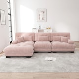 thumbnail of Modulares Ecksofa 81x313x145 Rosa, Ottoman, hochwertiger Chenille-Stoff, tiefes Sitzkissen, runde Armlehnen, flexibles Design