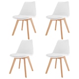 thumbnail of Set Di 4 Sedie Per Sala Da Pranzo Ufficio Con Gambe Faggio Legno Massello Massiccio Stile Nordico Scandinavo Seduta Imbottita Soggiorno Sala Bianco