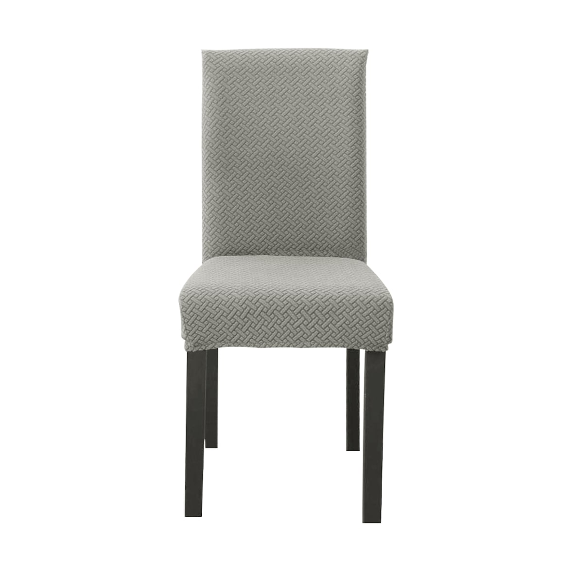Intirilife 2x Elastische Stuhlhusse Stuhlüberzug in GEMUSTERT CREME GRAU mit 38 - 45 cm Sitzfläche und 45 - 65 cm Lehnenhöhe