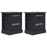 thumbnail of 2 pcs Tables de chevet Noir 38x28x45 cm Bois de Paulownia