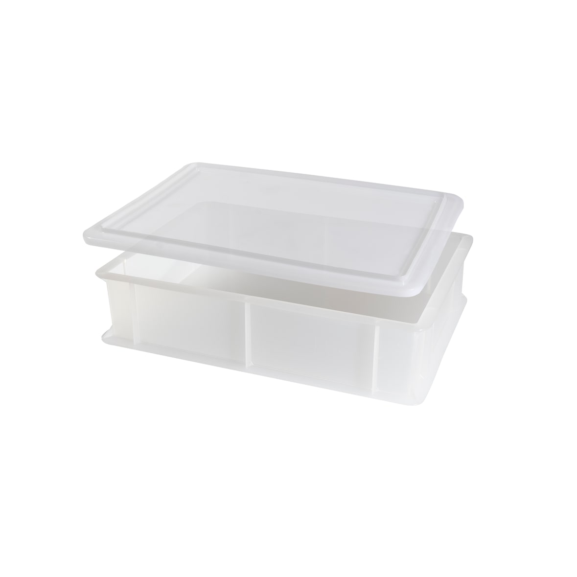 1 Caja apilable para leudado de pan y pizza + 1 tapa, polietileno, 30x40x10, blanco