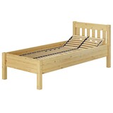thumbnail of Hohes Holzbett 90x200 Kiefer natur Seniorenbett Einzelbett Zubehör wählbar V-60.55-09 Federholzrahmen und Matratze inkl.