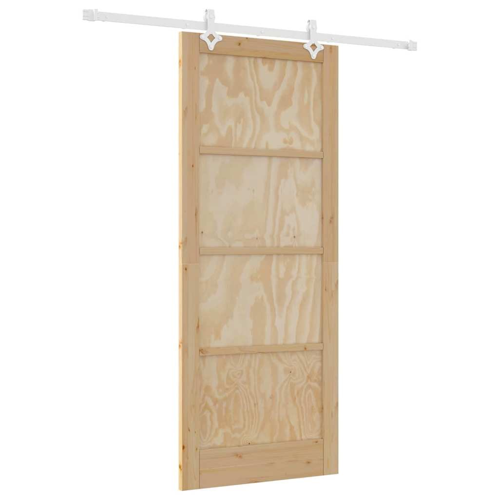 vidaXL Schiebetür Weiß 86 x 211 cm Massives Kiefernholz und Stahl