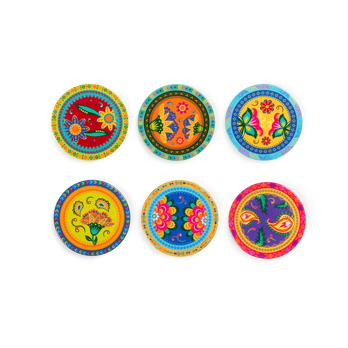 Excelsa lot de 6 dessous de verre Gipsy Soul céramique 11x0,5x11 cm multicolore