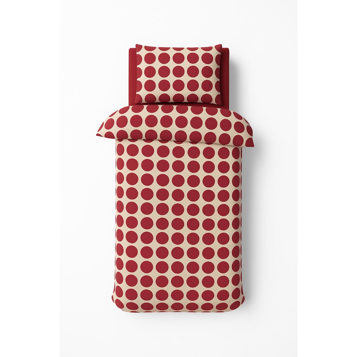 Benetton - Conjunto de cama de solteiro de 3 peças (capa de edredom 155x220cm, lençol com elástico 90x200cm e fronha 45x115cm) 100% algodão vermelho