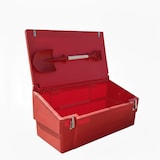 thumbnail of Bac à sable incendie/ à sel de déneigement 100l + grenouillères + pelle - ROUGE