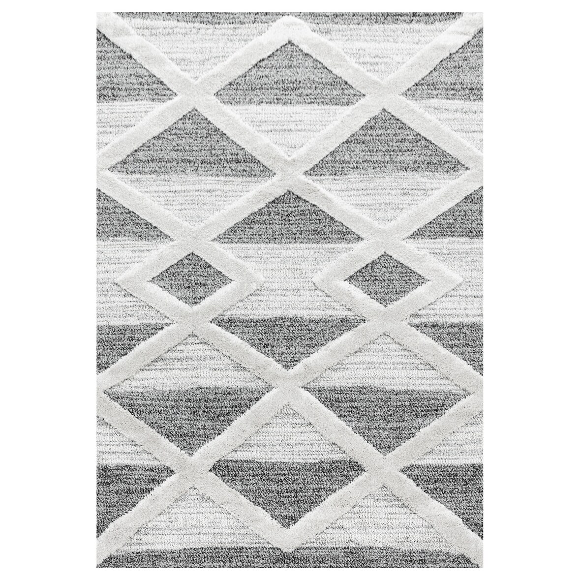 Teppich Wohnzimmer 3D Geometrisch Modern Waschbar Strapazierfähig Esszimmer OEKO-TEX Grau 60x110 cm Gekettelt – GENF von Kadima Design