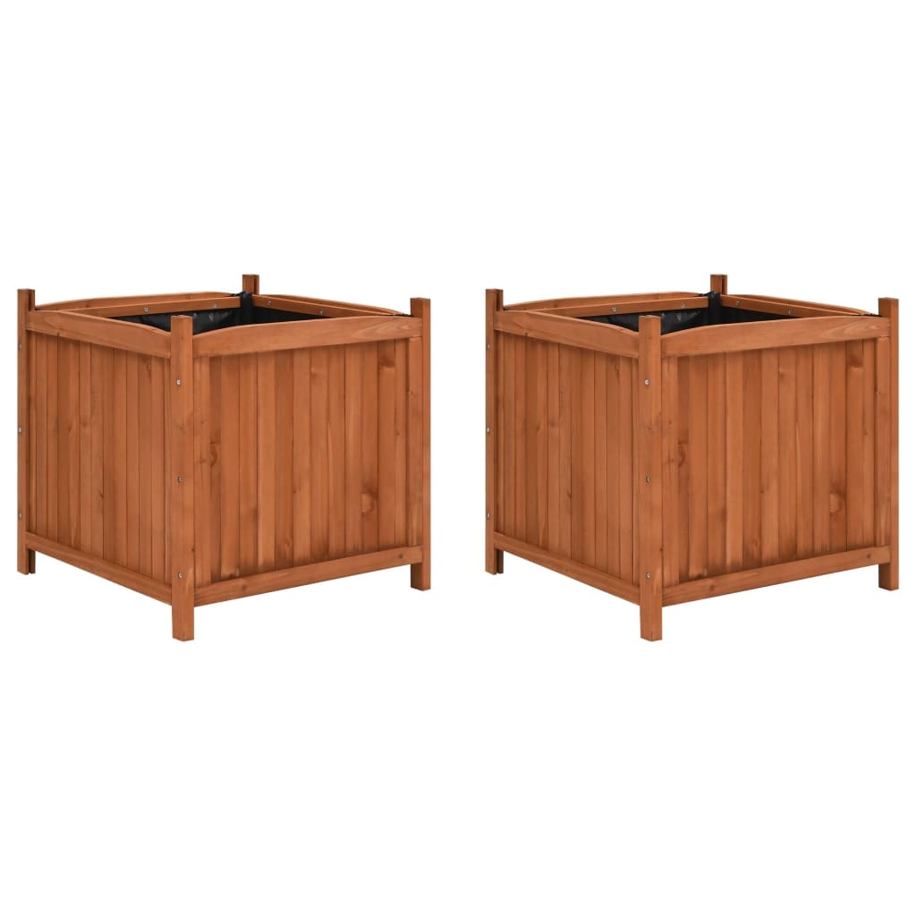 Helloshop26 - Lot de 2 jardinières surélevées 50 x 50 x 50 cm bois de sapin marron 02_0000887
