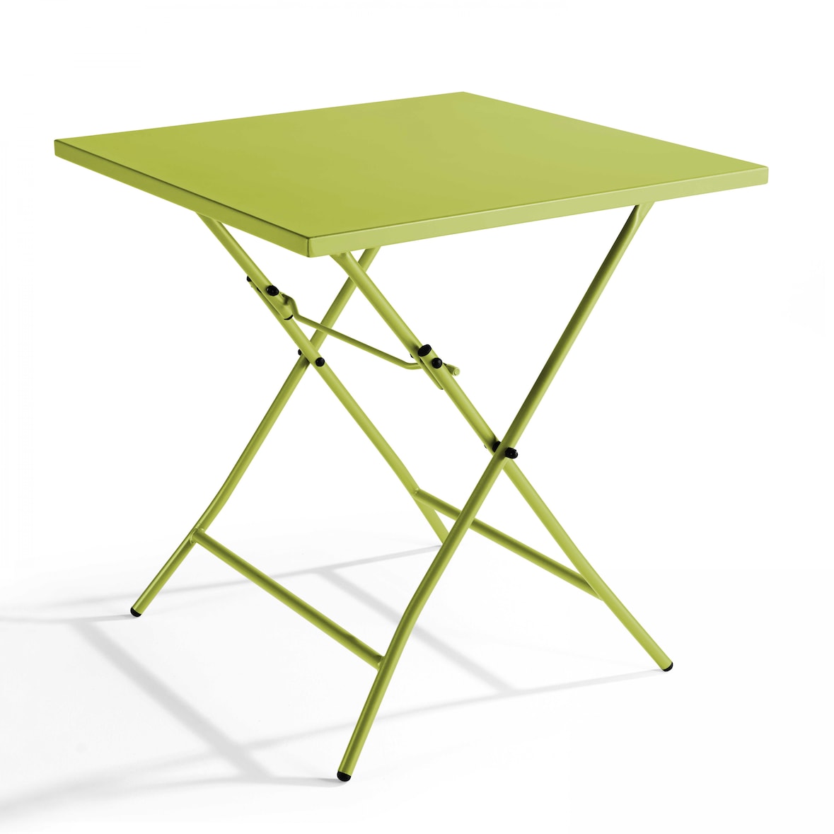 Table de terrasse pliante carrée en acier vert - Oviala