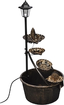 Well Home Boeddhafontein in zandkleuren met led-lampjes voor buiten, 28,5 x 24,5 x 48 cm