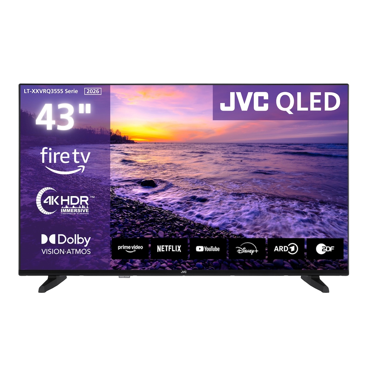 JVC LT-43VRQ3555 QLED Fernseher 43 Zoll Fire TV 4K UHD Smart TV HDR Dolby Vision Atmos, Alexa (2026)