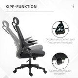 thumbnail of Bürostuhl ergonomisch 61x58x119 cm mit Kopfstütze Armlehnen Wippfunktion und Lendenstütze Netzbezug Schwarz höhenverstellbar