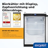 thumbnail of Exquisit Bierkühler, 163 Liter, mit Zapfvorrichtung, Gitterablagen, Türanschlag wechselbar, 89 cm Höhe, 42 dB, LED-Display, BK160-HE-300G inox