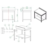 thumbnail of Roestvrijstalen werktafel / roestvrijstalen tafel Easy met onderblad 100 x 70 x 85 cm + opstaande rand