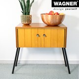 thumbnail of WAGNER Möbelbein/Tischbein schräg 80er JAHRE STIL - 20 x 80 x 80 x 400 mm, Stahl schwarz matt, filigran Retro - 12544001