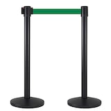 thumbnail of Colonnine Tendinastro Segnapercorso Nere | Paletti Distanziatori con nastro verde da 3mt
