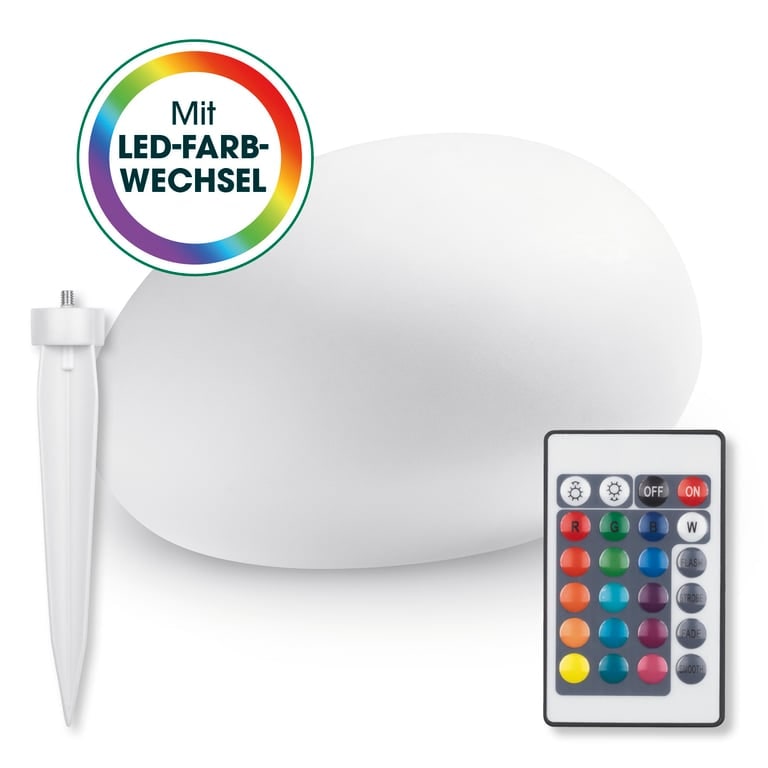 EASYmaxx Solar-Leuchte Stein flach 3,7V weiß