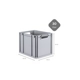 thumbnail of PROREGAL 5x Eurobox NextGen Grip mit Scharnierdeckel & grünen Verschlüssen | HxBxT 32x30x40cm | 30 Liter | Griffe offen | Glatter Boden