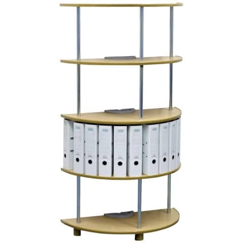 Ordner-Halbkreisregal, 4 Etagen, Ø810mm, buche