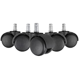 thumbnail of 5er Set gebremste Weichboden-Rollen für Bürostuhl 11 mm Stift / Durchmesser 50 mm, Premium Teppichrollen in Schwarz, Dreh-stuhlrollen für weiche
