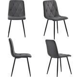 thumbnail of Esszimmerstuhl Set 4 Polsterstühle Leinen Grau 86x46x43 cm 4er Set mit Rückenlehne und schwarzem Metallgestell Fischgrätmuster stabil und pflegeleicht