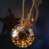 thumbnail of LED Glaskugel Deko Kugel Juteseil beleuchtet Timer Rauchglas D: 20cm Weihnachten