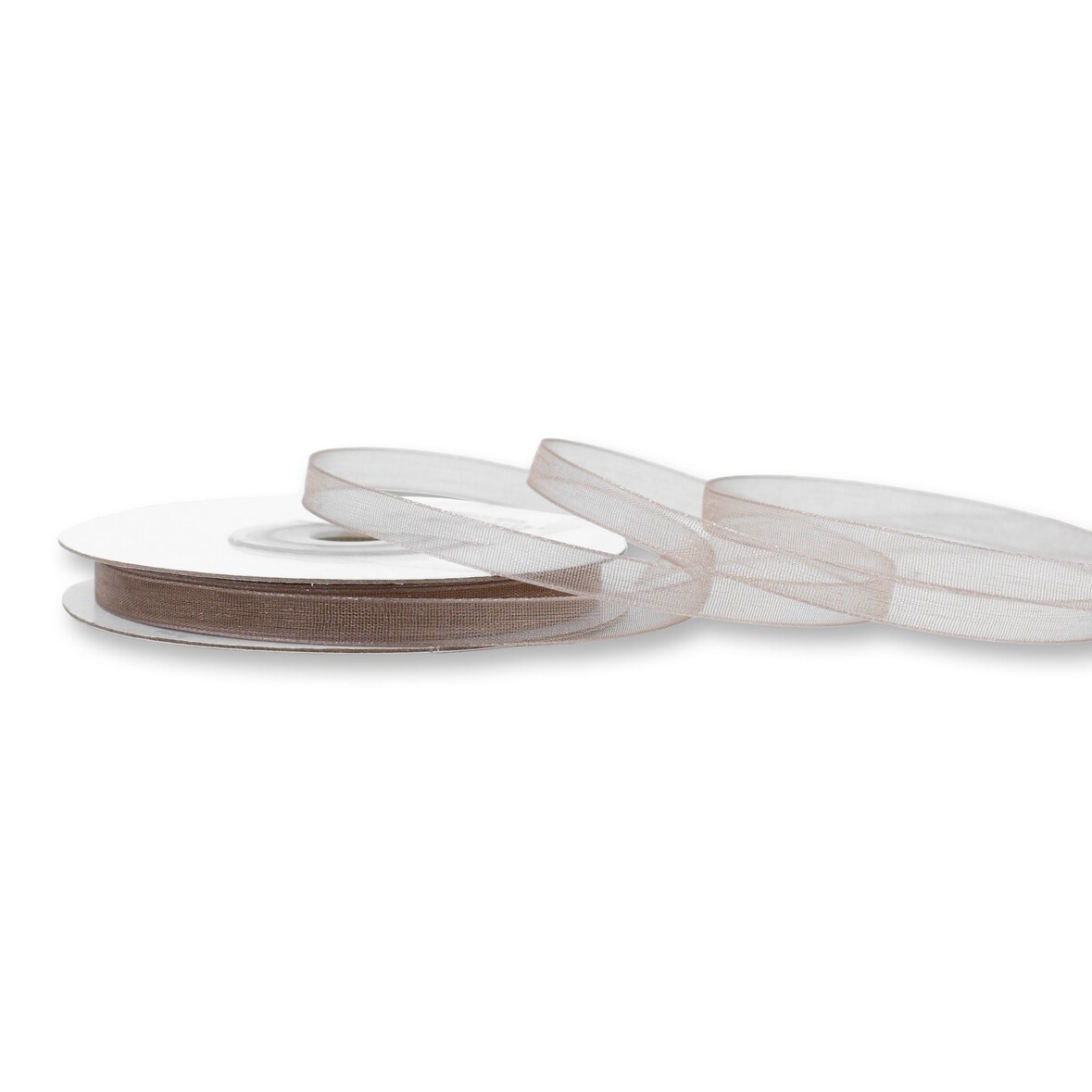 6mm Organzaband 25m Chiffonband Schleifenband Geschenkband Stoffband Schmal Taupe
