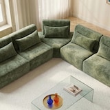 thumbnail of Canapé d'angle modulable 5 places dossier ajustable 340 cm vert