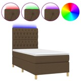 thumbnail of vidaXL Boxspringbett mit Matratze & LED Dunkelbraun 90x190 cm Stoff
