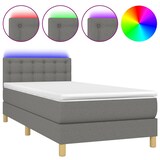 thumbnail of vidaXL Boxspringbett mit Matratze & LED Dunkelgrau 90x200 cm Stoff