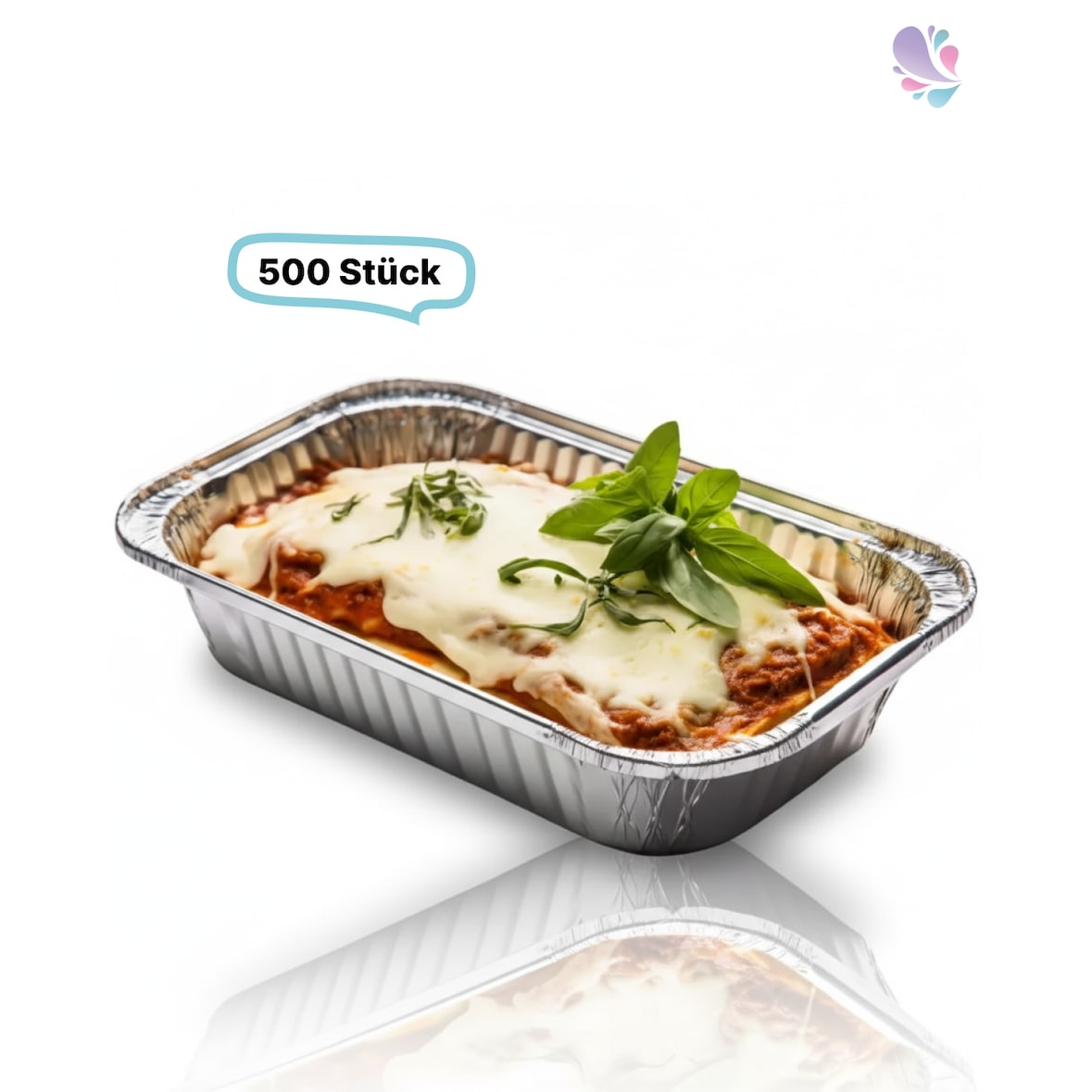 Alu-Schale, Menüschale, 940ml, ungeteilt, rechteckig, 500 Stk, 21,8 x 11,3 x 5,4 cm