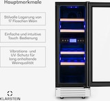thumbnail of Klarstein Vinovilla 17 Built-In Duo Zweizonen-Weinkühlschrank 53l 17 Fl. 3-Farben Glastür Weißes Glas
