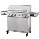 thumbnail of Tarrington House Gasbarbecue met 6+1 branders Glenwood, roestvrij staal, 157x60x118 cm, met zijtafels, digitale thermometer, wielen, zilver