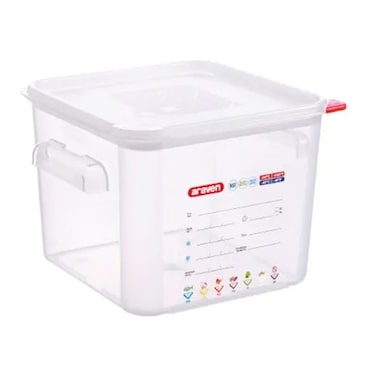 Contenedor de alimentos cuadrado Araven con asas - 6 litros - 23,5 x 23,5 x 19 cm