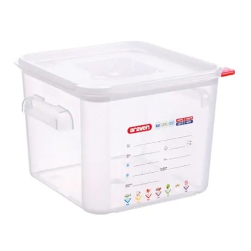 Contenedor de alimentos cuadrado Araven con asas - 6 litros - 23,5 x 23,5 x 19 cm