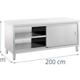 thumbnail of Royal Catering - Royal Catering RCSSCB-200X60-E Meuble Bas en INOX Plan De Travail Cuisine Armoire avec Portes Coulissantes (Capacité de 600 kg,