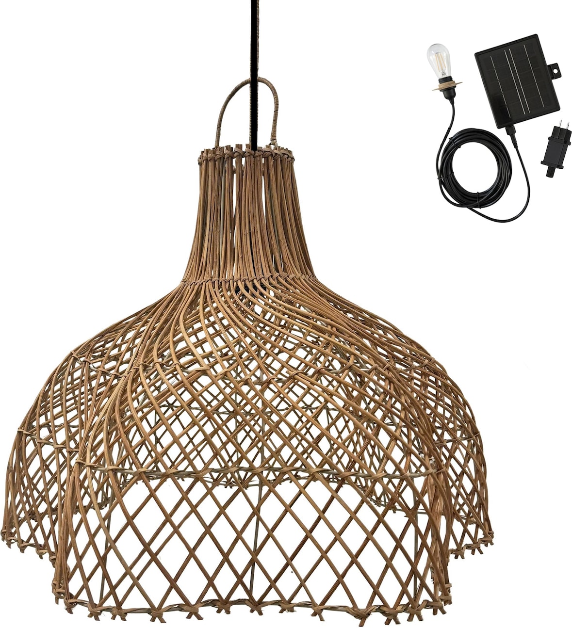 Lumisky ARIA Solar-Pendelleuchte, 60 cm Durchmesser, 5 m Länge Rattan Beige