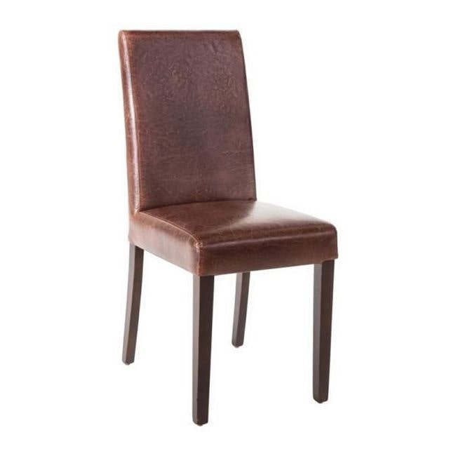 Chaise Dossier Haut en Simili Cuir Marron Foncé - Lot de 2 - Bolero
