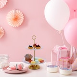 thumbnail of Relaxdays Etagere, Glas & Eisen, HxD: 30 x 23 cm, runder Servierständer, 2 Etagen, Cupcake Ständer, transparent/gold