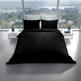 thumbnail of Bettwäsche Baumwolle 220x240 + 2x 80x80 cm Einfarbig Uni Schwarz mit Reißverschluss